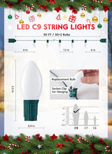 Vintage C9 LED Christmas Lights Outdoor, 50 Feet C9 String Lights with 50 Shatterproof Matte Bulbs, Connectable | Lumora
