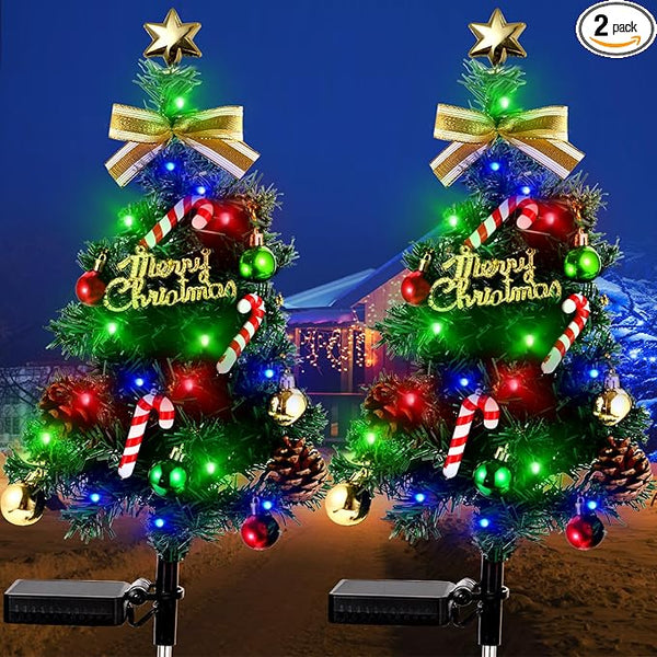 Solar Christmas Decorations Outdoor，DEIDOULU Solar Christmas Tree, 2 Pack 40 Led Light 2 Modes Outdoor Xmas Tree | Lumora