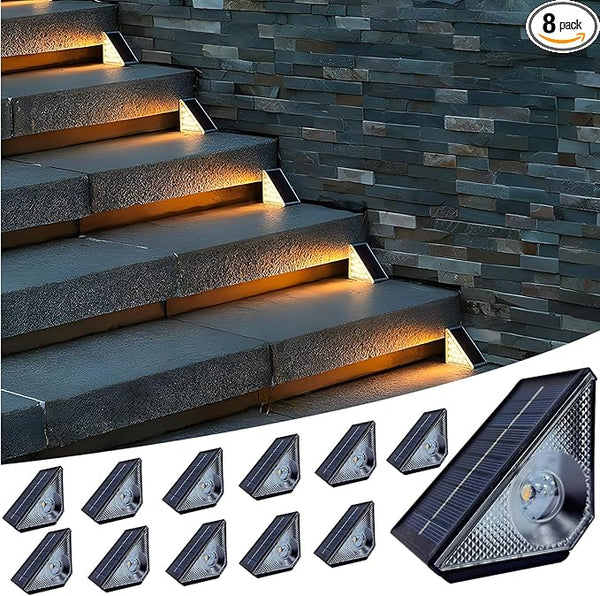 GEEKHOM LED Solar Step Lights Waterproof: Auto-On/Off Warm White & Color Changing for Outside - Outdoor Path Light | Lumora