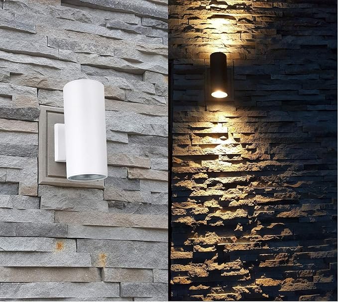 Dusk to Dawn Sensor Outdoor Wall Light, Exterior Lighting - ETL Listed, Die-Casting Aluminum Waterproof Wall Mount Cylinder Design - Up Down Light Fixture for Porch, Garage, Garden and Patio