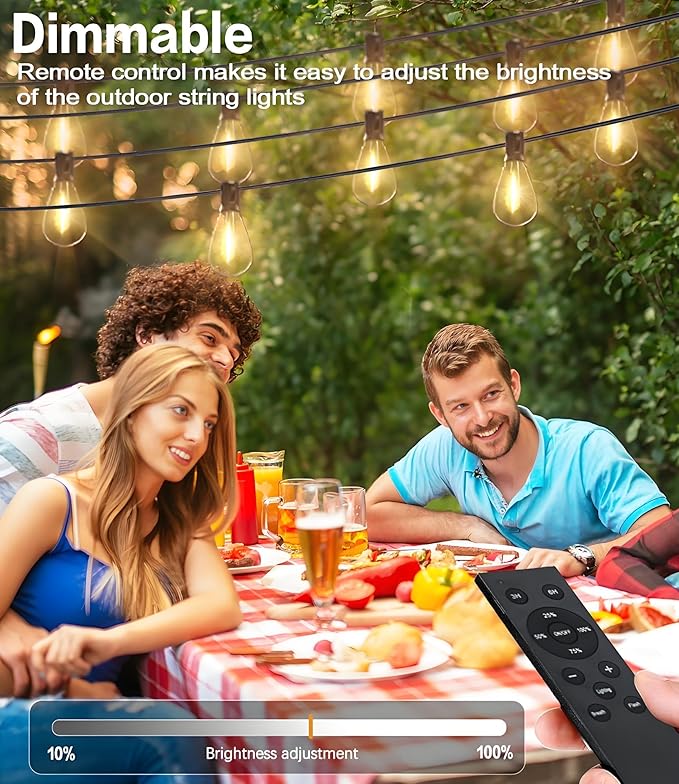 Tenmiro 200FT LED Outdoor String Lights with Remote, 74+2 Shatterproof Bulbs Dimmable Timing 3 Light Modes Outside | Lumora