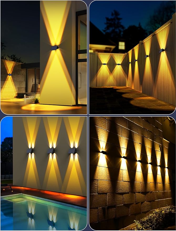 Solar Fence Lights,12Pack Solar Lights Outdoor Warm White Up & Down Wall Lights Waterproof 100 Lumens Dusk to Dawn | Lumora