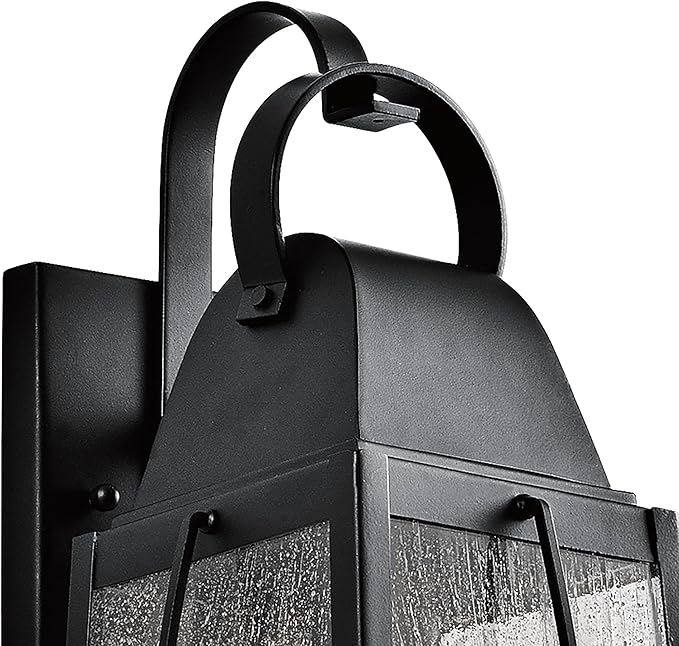 Kichler Tolerand 17.75"" Outdoor Wall Light in Textured Black, 1-Light Exterior Wall Sconce Porch Light with Clear Seeded Glass, (17.75" H x 7.75" W), 49553BKT