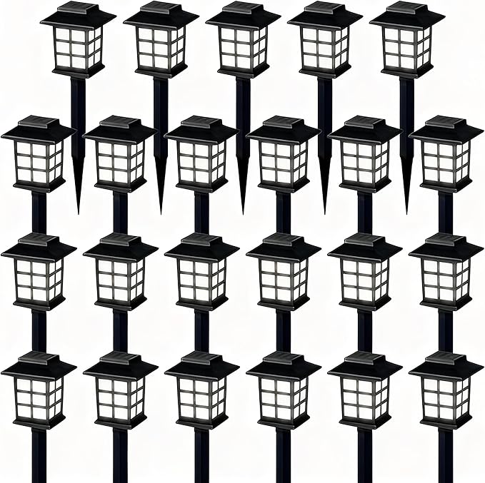 IP54 Waterproof Solar Lights Multi-Color Outdoor Lawn Lights Garden Path Holiday Decorative Lights (White Light - 23PCS)