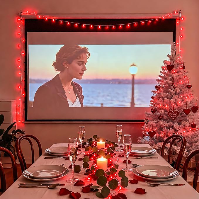 JMEXSUSS 600 LED Red Christmas Lights Outdoor, Red String Twinkle Fairy Lights Indoor Plug in, Valentines Day Lights Clear Wire for Tree Party Christmas Graduation Party Decorations