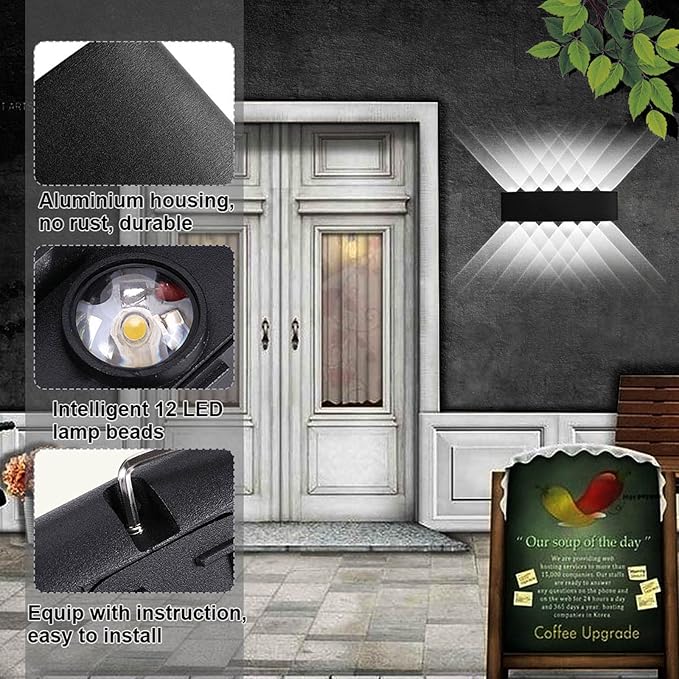 Kawell 12W Waterproof Modern Wall Light LED Wall Lamp Aluminum LED Wall Sconce Up Down Indoor Outdoor for Bedroom | Lumora