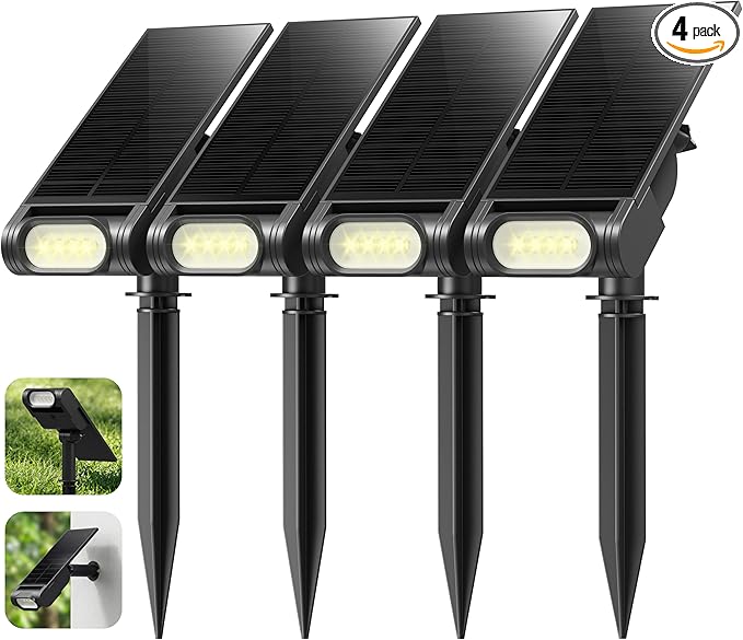 EZVALO Solar Spot Lights Outdoor IP67 Waterproof, Adjustable Solar Landscape Lights, 3 Lighting Modes Solar | Lumora