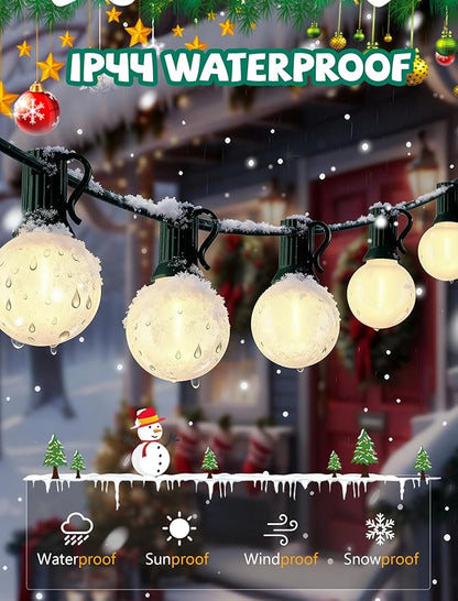 25Ft Christmas Outdoor String Lights, G40 Globe Lights with 27 0.6W Frosted Warm White Bulbs, Vintage Christmas Lights for Holiday Party Backyard Xmas Tree Wedding Garden Patio Porch Decor, Green Wire