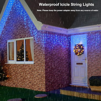 Joomer Christmas Icicle Lights - 66FT String Lights Outdoor Waterproof, 8 Modes Timer Connectable Plug-in String Light for Eaves, Roofs, Christmas Decorations (Blue, Non-Connectable)