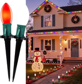 Christmas Pathway Lights Outdoor, 51.4 Ft Driveway Lights with 40 Multicolor Bulbs and Stakes, Connectable Outdoor | Lumora