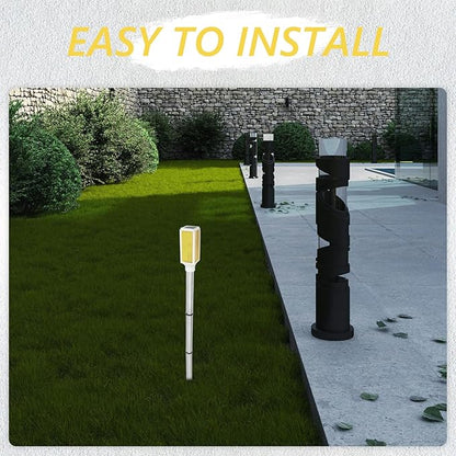Mipcase Solar Powered Outdoor Garden Stake Light Yellow LED Solar Pathway Light for Yard Lawn Patio Courtyard Weatherproof Warning Lamp