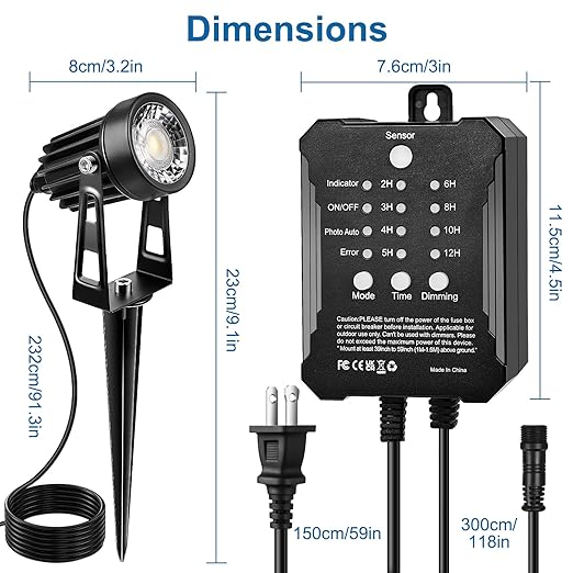 YGS-Tech All-in-One Low Voltage Landscape Lighting Kit, 8-Pack Landscape Lights with Transformer, 3000K 24V LED Landscape Lights with 70FT Wire, Waterproof Outdoor Spotlights for Yard Garden Pathway