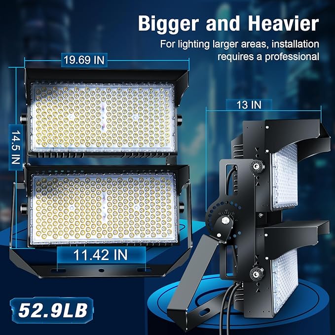 0-900W Led Stadium Lights, IP66 High Power Outdoor Sport Court Arena Light Pro-Grade High Mast Lighting with | Lumora