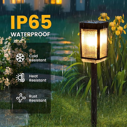 Solar Pathway Lights, 6 Solar Powered Garden Lights Waterproof IP65, Auto On/Off Outdoor Light for Lawn Patio Walkway Driveway Decor Landscape Lighting (Warm White)