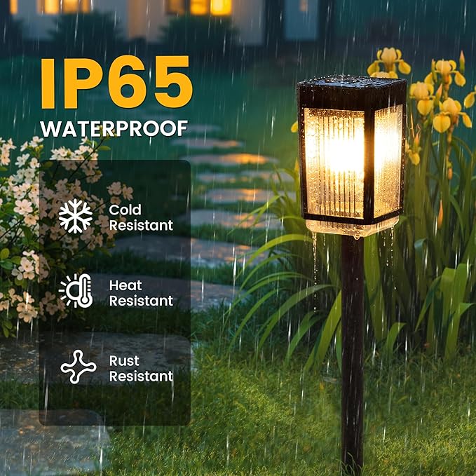Solar Pathway Lights, 12 Solar Powered Garden Lights Waterproof IP65, Auto On/Off Outdoor Light for Lawn Patio Walkway Driveway Decor Landscape Lighting (Warm White)