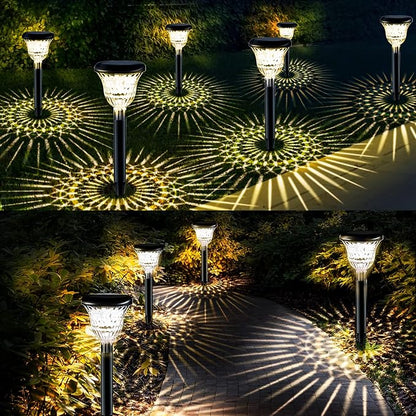 Solar Pathway Lights 6 Pack, Garden Landscape Lights with Colorful & Warm White Light - Automatic Solar Charging, IP65, Ideal Yard Decorations Backyard De