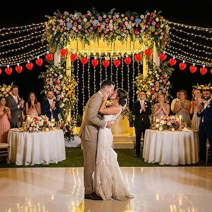 20Ft Valentine's Day String Lights Outdoor with Glitter 3D Red Heart Shaped Lights, 22 Dimmable LED Bulbs(2 Spare) Waterproof for Indoor Outdoor Wedding Anniversary Party Valentine's Day Decorations