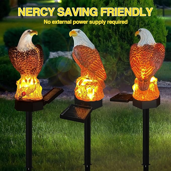 Eagle Solar Garden Lights - Outdoor Decor with LED Path Lights, Animal Statue Kitnish