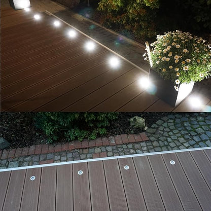 Deck Lights Outdoor Waterproof Low Voltage Lighting Kit Stainless Steel 1W Outdoor Yard Garden Decoration Lamps Landscape Pathway Patio Step Stairs Silver Border(30pcs,Cool White)