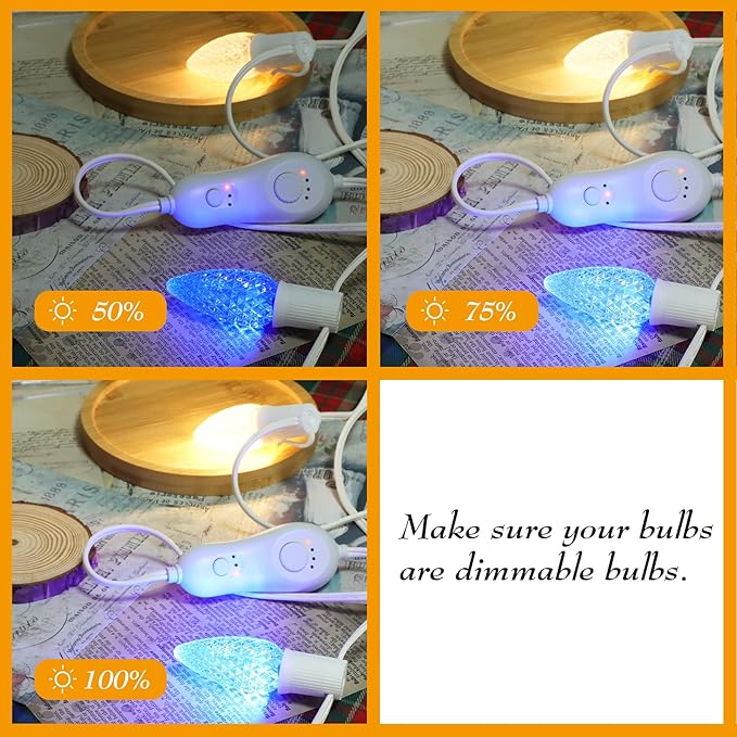 31.5FT C9 String Lights with Dimmer and Timer - Dimmable C9 Light String with 15 E17 Light Sockets 19.68" Spacing | Lumora