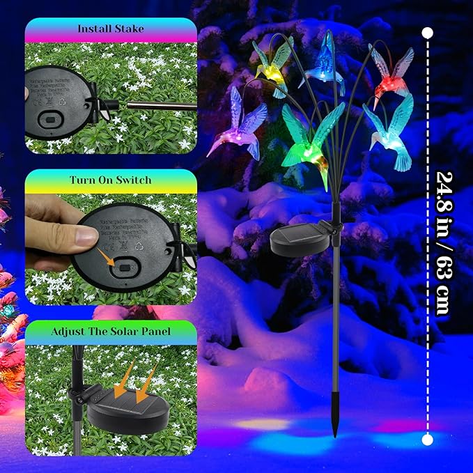 Solar Hummingbird Lights Outdoor,2PACKS 12LED Swaying Firefly for Hummingbird Path Decor,Unique Gifts for | Lumora