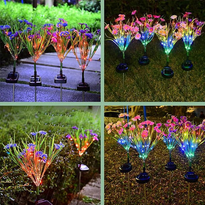 Decorative Solar Garden Lights, 4 Pack LED Lily and Butterfly Flower Outdoor Waterproof Lights for Yard, Patio, Lawn (Daisy)