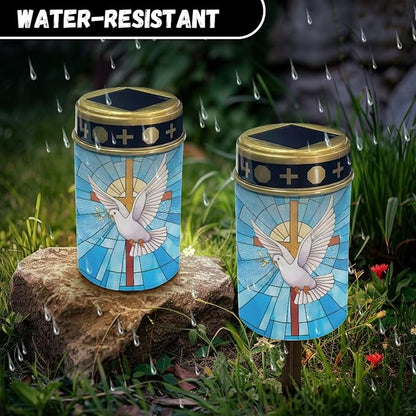 Waterproof Solar Pathway Lights,Auto On/Off Solar Lights for Grave Walkway Driveway Yard-Cross Bird