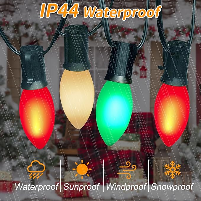 Abeja C9 LED Christmas Lights Outdoor, 25 Ft C9 Vintage String Lights with 26 Shatterproof Multicolor LED Bulbs | Lumora