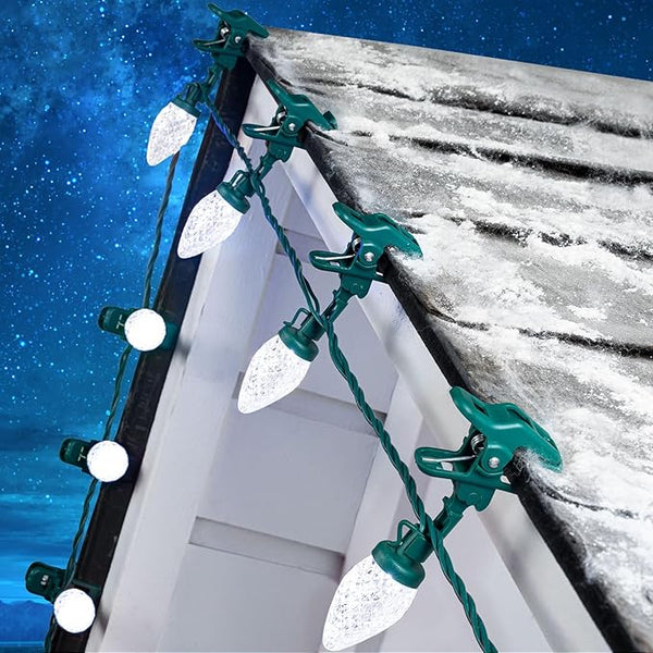 Moonflor C9 LED Christmas Lights Outdoor with 50 Spring Clips, 50ft 50 LED Waterproof Strawberry String Lights | Lumora