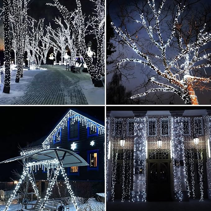 Dailyart Solar String Lights Outdoor, 2 Pack 200 Led Solar Fairy Lights for Outside Waterproof 145ft Cool White Solar Lights 8 Lighting Mode Solar String Lights for Outside,Garden,Courtyards,Trees