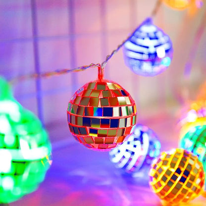 50 LED Disco Ball Mirror LED Party Light String Christmas Lanterns for Holiday Wall Window Tree Decorations Indoor Outdoor Patio Party Yard Garden Kids Bedroom Living Dorm (Multicolor)