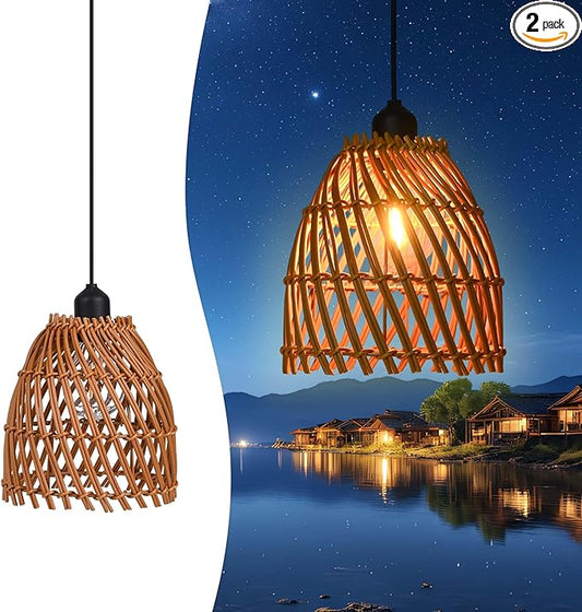 2Pack Battery Operated Pendant Light with Remote Control IP44 Waterproof Indoor Outdoor lamp for Bedroom, Patio, Camping, Party, Porch, Cafe (No Outlet Needed)