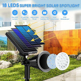 KEV 800 Lumens Solar Spot Lights Outdoor,18 LEDs Solar Flood Lights with 2 Modes &Adjustable &IPX65 | Lumora