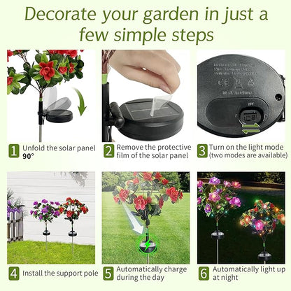 Solar Lights Outdoor,2 Pack Blooming Azalea Flowers Decorations,Outdoor Waterproof Landscape Lights for Yard Patio Lawn Garden Decor,Gifts for Women Mother's Day