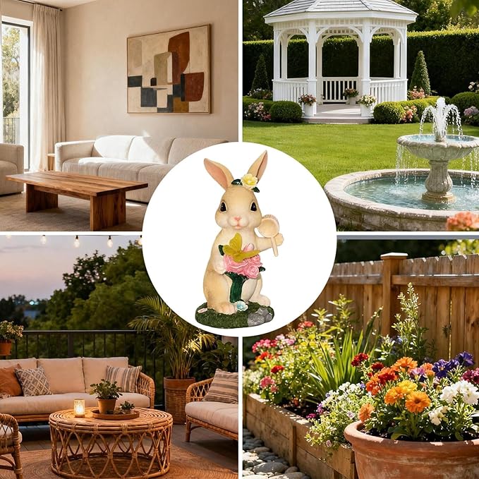Spring Solar Lights, Butterfly Ambient Illumination, Bunny Holiday Garden Decor, Waterproof Outdoor Glow Feature, with Automatic Night Sensor, for Yard Patio Pathway Lawn Landscape Party