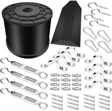 YQL Outdoor String Lights Hanging Kit,Globe String Lights Suspension Kit,164ft Black Vinyl-Coated 304 Stainless | Lumora