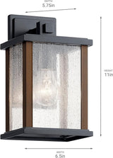 Kichler Marimount 11" 1 Light Outdoor Wall Light with Clear Ribbed Glass in Black | Lumora