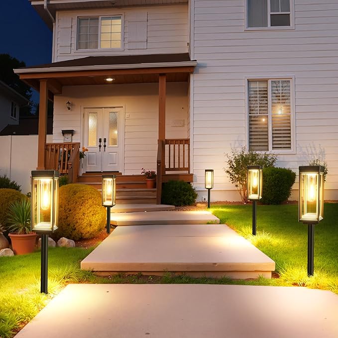 WdtPro 6 Pack Upgraded Solar Pathway Lights Outdoor, Solar Lights Waterproof, Auto On/Off, 15+ Hours Runtime, Lighting for Garden Outside Yard Driveway Landscape Path Patio, Warm White