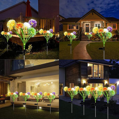 2PCS Solar Lights for Outside,Solar Pathway Lights Outdoor 50LED,Solar Dandelion Garden Lights,Onion Solar Lights Gardening Ornaments for Party Christmas Yard Patio Fence Landscape