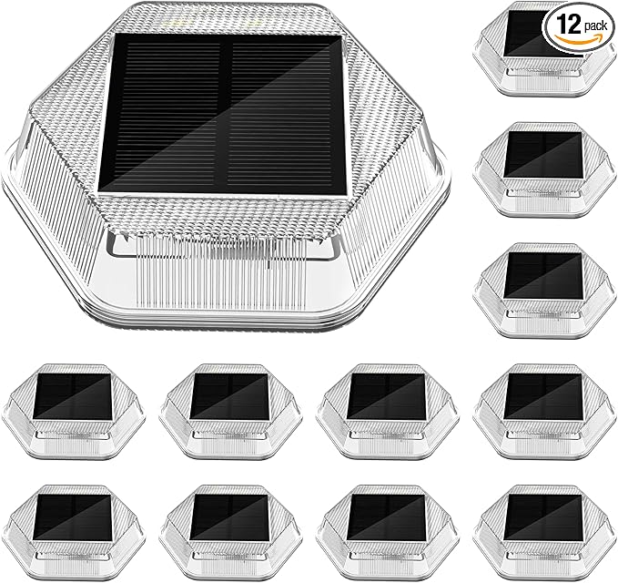 Onforu 12 Pack Solar Driveway Lights,Deck Light Outdoor,2 Modes RGB Colors LED Deck Dock Light Solar Powered,IP65 Step Lights for Driveway Sidewalk Garden Pathway Yard