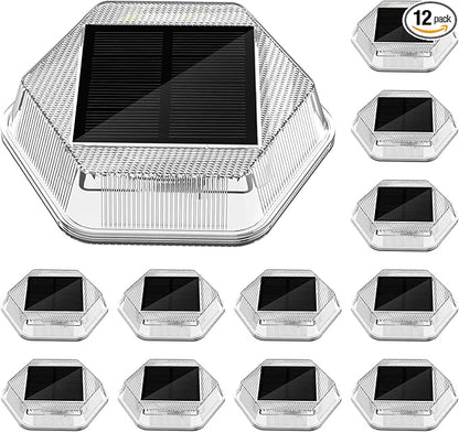 Onforu 12 Pack Solar Driveway Lights,Deck Light Outdoor,2 Modes RGB Colors LED Deck Dock Light Solar Powered,IP65 Step Lights for Driveway Sidewalk Garden Pathway Yard