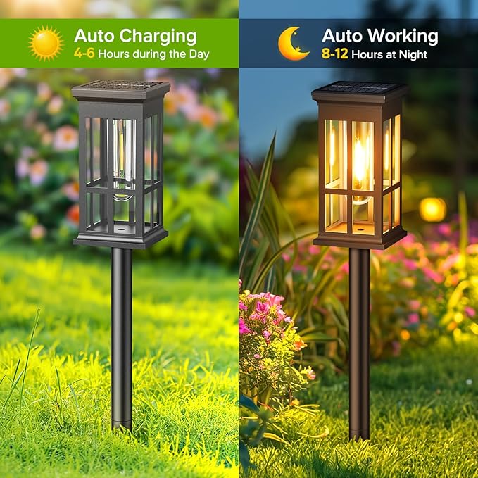 8-Pack Solar Lights Outdoor Waterproof – Solar Powered LED Outdoor Lights for Yard, Patio Light, Garden Decor Pathway Lighting, Lawn Lighting Waterproof, Driveway Decor Accent Glow Path Light