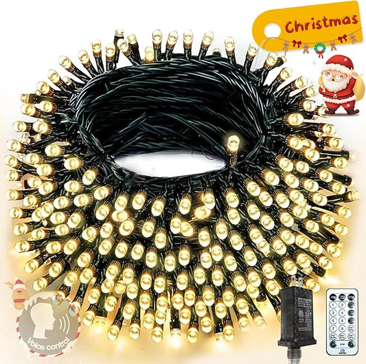 2026 New Voice Control 88ft 240LED Smart String Lights Outdoor/Indoor | String Lights with Remote, 12Modes, 7Voice Commands & Timers, Christmas Twinkle Light for Xmas Tree Decor (Warm White)