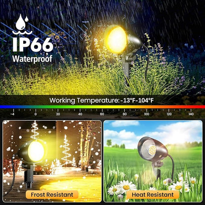 20W Outdoor LED Landscape Lighting Spot Lights Outdoor 1880LM IP66 Waterproof Landscape Lights for Pathway Patio Yard Lawn Decorative 120V US 3-Plug 2 Packs