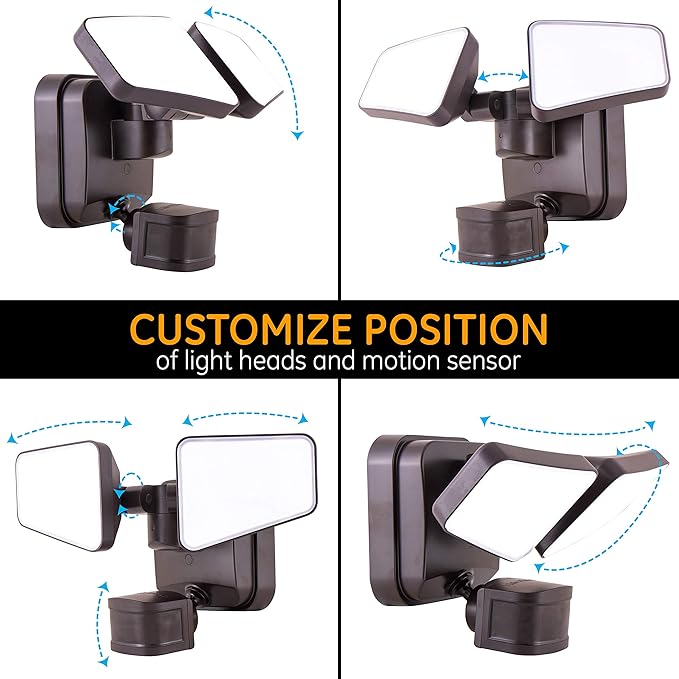 Enbrighten 2-in-1 LED Flood Light Outdoor, Security Light, 2480 Lumens, 2 Adjustable, 2200K-5000K, Motion Sensor | Lumora