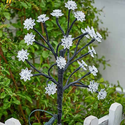 Solar Garden Lights Waterproof Solar Powered Cherry Blossom Lights Multi-Color Garden Stake Light for Yard Patio 4Pcs, Pathway Lighting