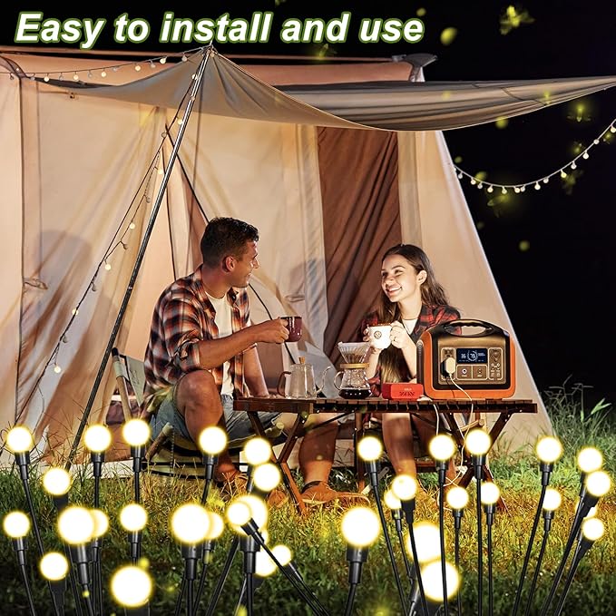 2 Packs Firefly Lights Solar Outdoor, 16 LED Warm Solar Walkway Lights Outdoor, Waterproof Garden Decor with 2 | Lumora