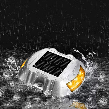 JIGUOOR Solar Deck Lights LED Driveway Lights Solar Powered Dock Light Outdoor IP68 Waterproof Road Markers for Step Sidewalk Stair Boat Garden Ground Pathway Yard (Yellow, 1 Pack)