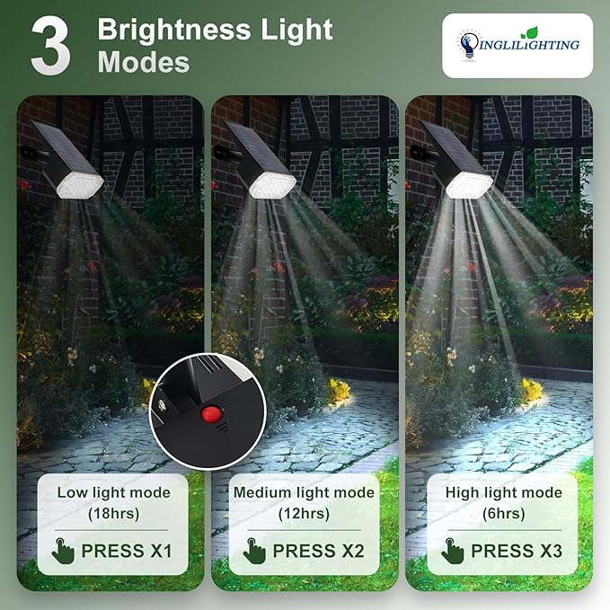 DINGLILIGHTING Solar Lights Outdoor Waterproof: IP65 Led Spot Light Decorations for Garden - 3 Lighting Modes Solar | Lumora