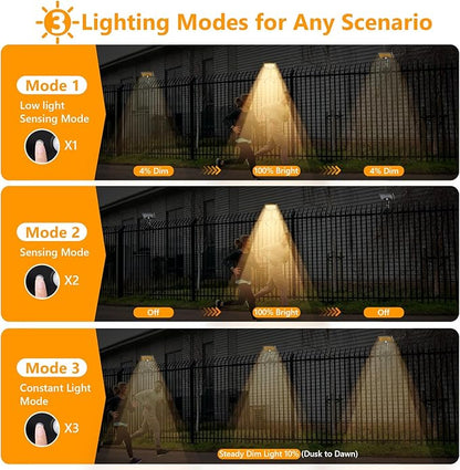 Solar Motion Lights Outdoor with Flexible Octopus Tripod, USB & Solar Powered Motion Sensor Lights with 92 LEDs(600LM,3000K), IP65 Waterproof Motion Activated Light for Fence, Camping, Gutter(2 Pack)